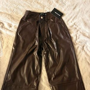 brown leather pants pretty little thing never worn.